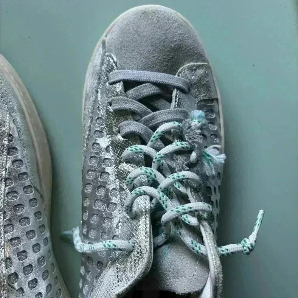 Size 40 P448 Teal, White, and Silver Sneakers - Picture 7 of 10